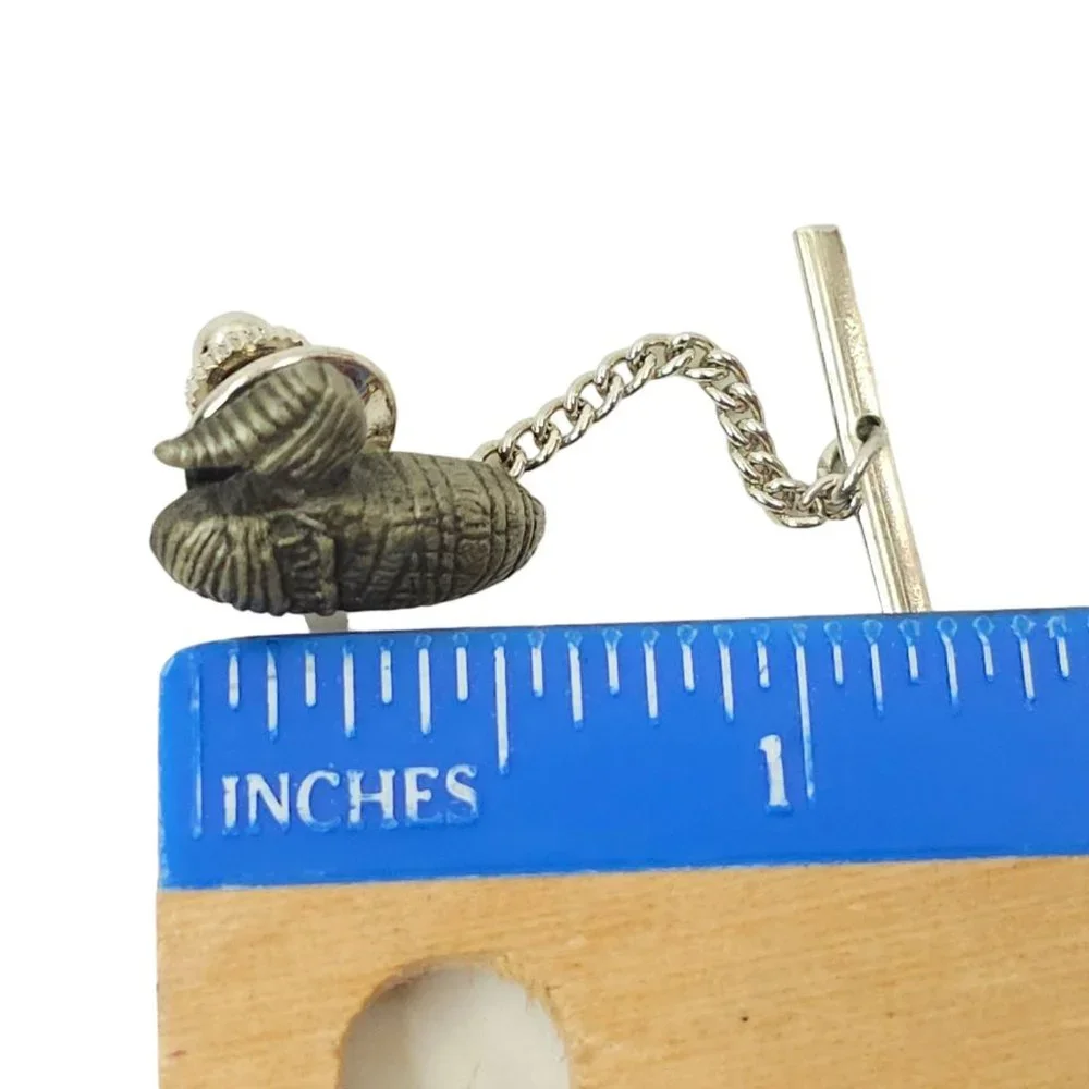 Sitting Duck Bird Tie Tack Pin Vintage Mens Jewelry Mallard Metal Pewter Style